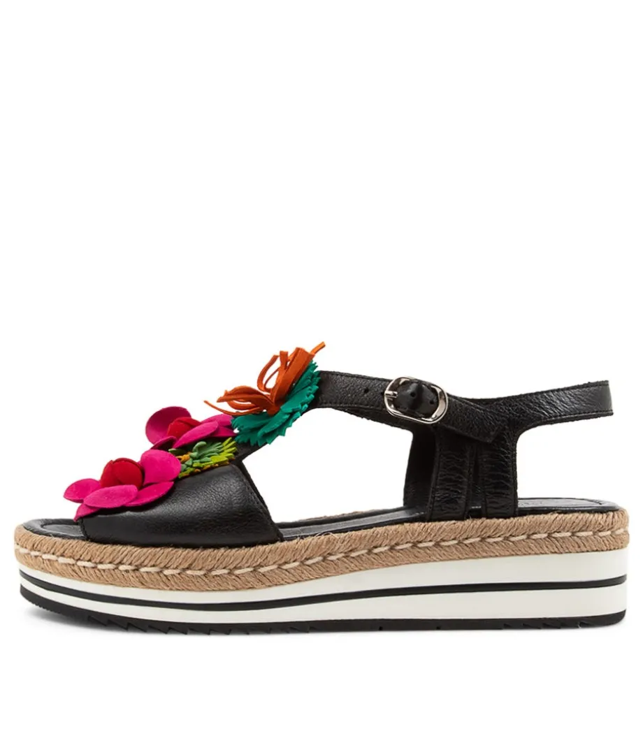 Abela Black Multi Leather Sandals<DJANGO & JULIETTE Best
