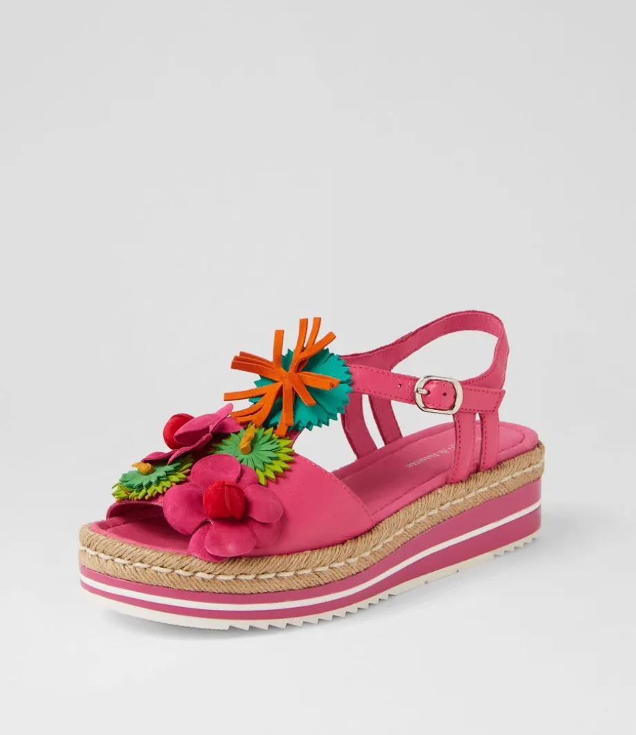 Abela Fuchsia Multi Leather Espadrilles<DJANGO & JULIETTE Cheap