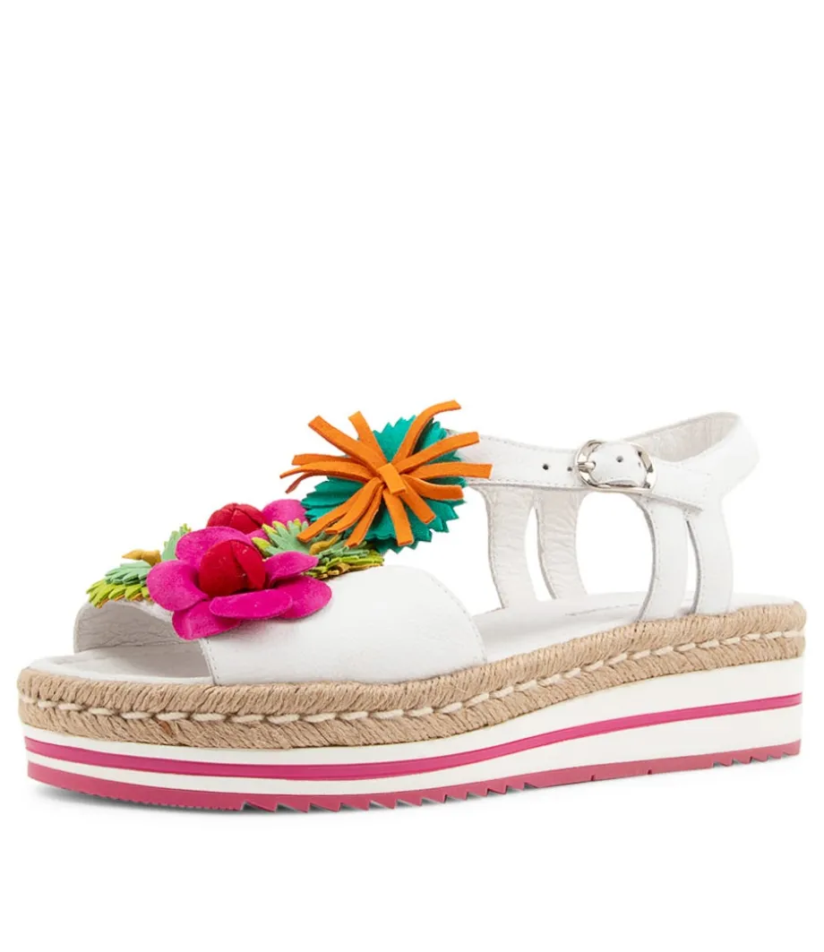 Abela White Multi Leather Sandals<DJANGO & JULIETTE Flash Sale