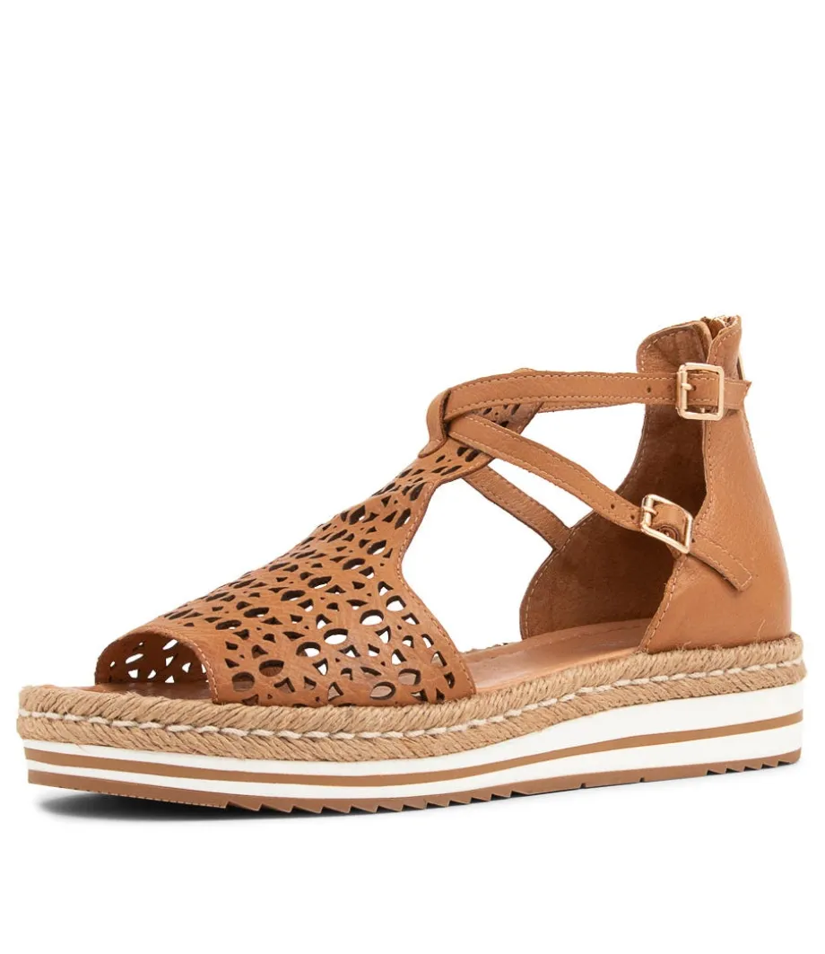 Accra Dark Tan Leather Espadrilles<DJANGO & JULIETTE Best