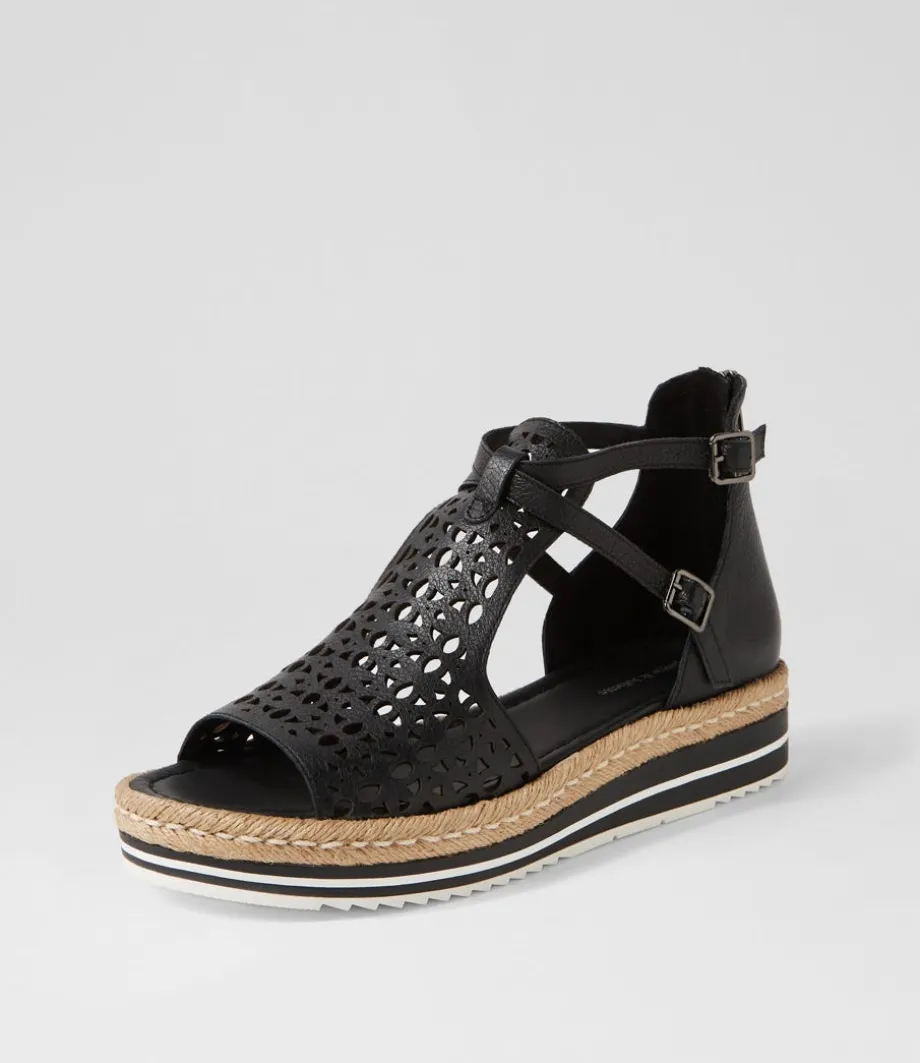 Accra Lrg Black Leather Espadrilles<DJANGO & JULIETTE Online