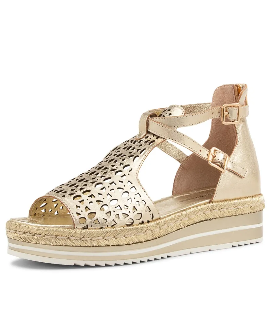 Accra Pale Gold Rope Leather Espadrilles<DJANGO & JULIETTE Flash Sale