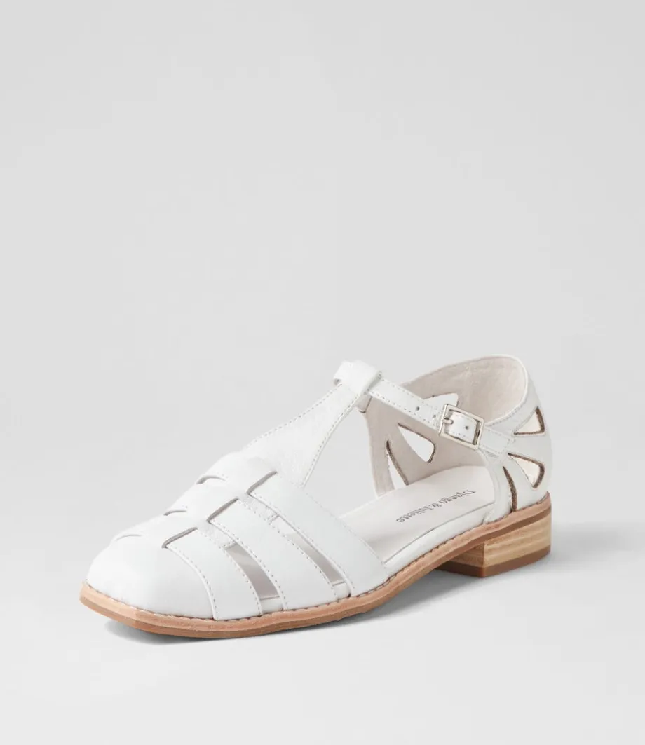 Acely White Leather Flat Shoes<DJANGO & JULIETTE Sale