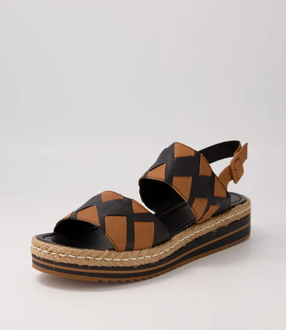 Acke Black Dark Tan Leather Espadrilles<DJANGO & JULIETTE Best Sale