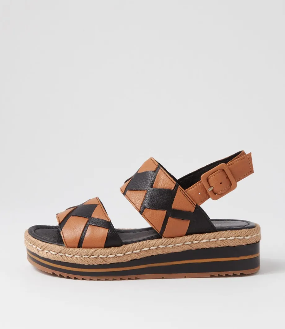 Acke Black Dark Tan Weave Leather Espadrilles<DJANGO & JULIETTE Sale