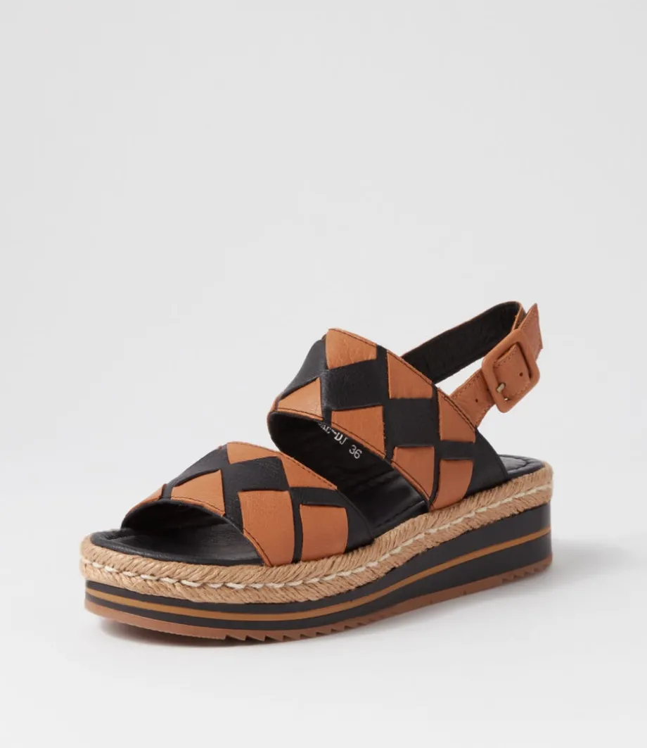 Acke Black Dark Tan Weave Leather Espadrilles<DJANGO & JULIETTE Sale