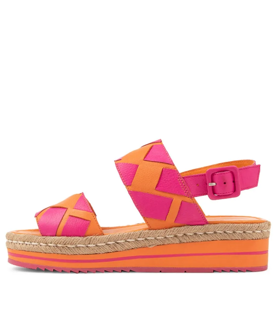 Acke Bright Orange Fuchsia Leather Sandals<DJANGO & JULIETTE Best Sale