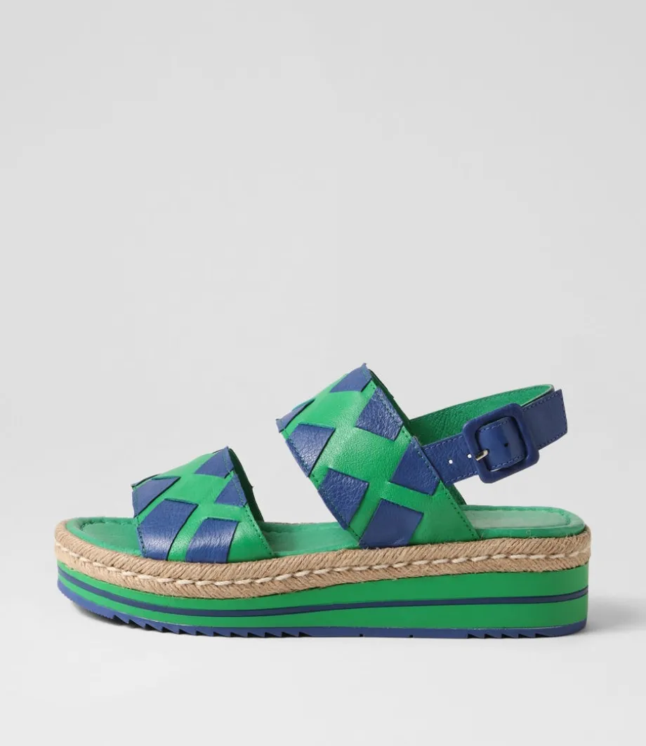 Acke Emerald Cobalt Leather Sandals<DJANGO & JULIETTE Sale