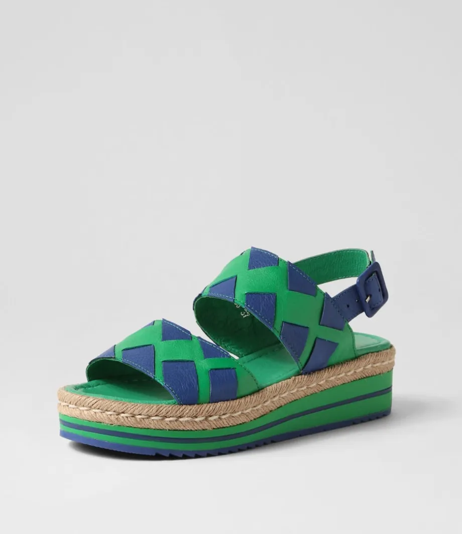 Acke Emerald Cobalt Leather Sandals<DJANGO & JULIETTE Sale