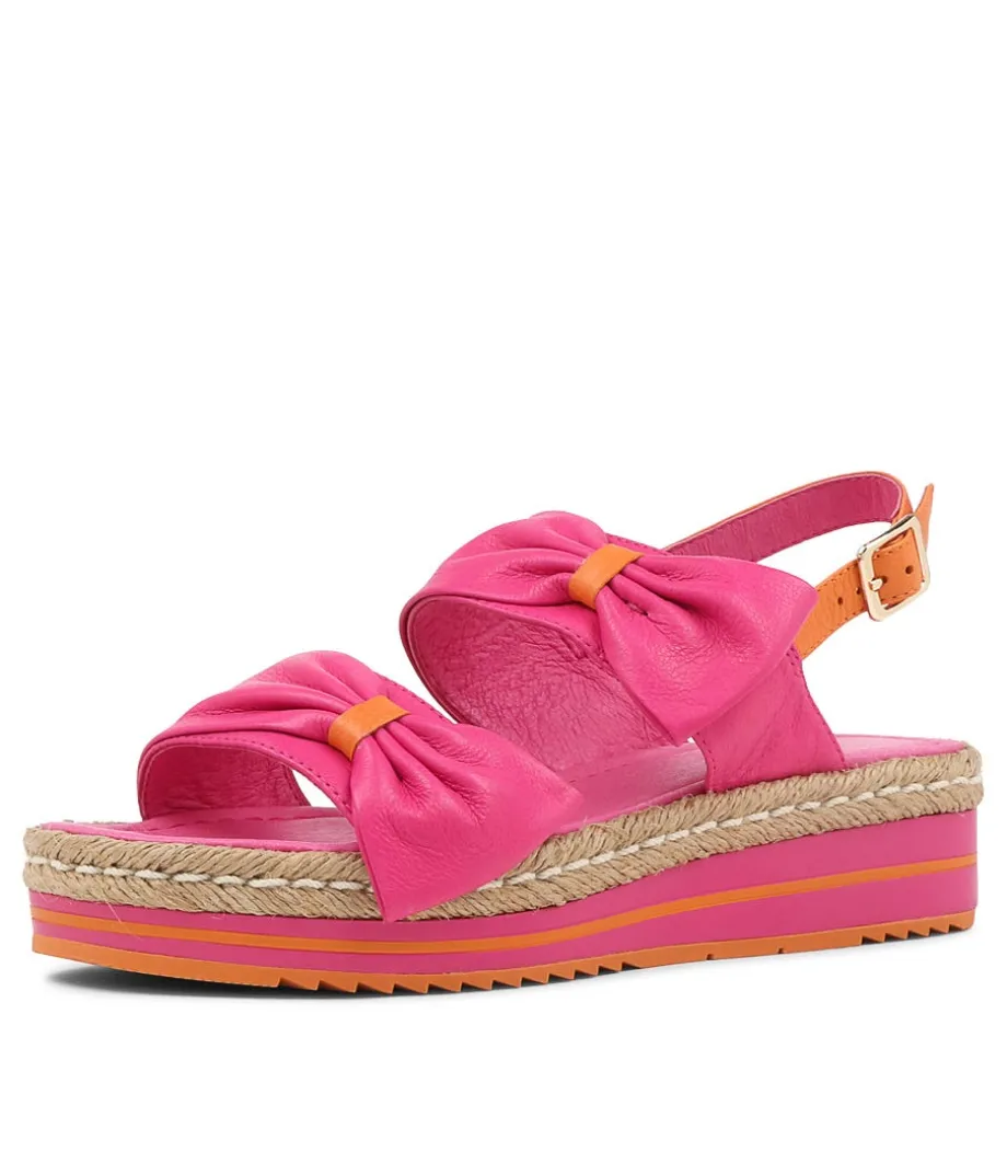 Adair Fuchsia Bright Orange Leather Sandals<DJANGO & JULIETTE Online