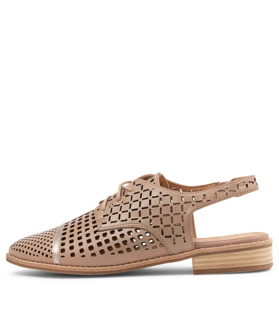 Addy Nude Pale Rose Gold Leather Lace Up Flats<DJANGO & JULIETTE Shop