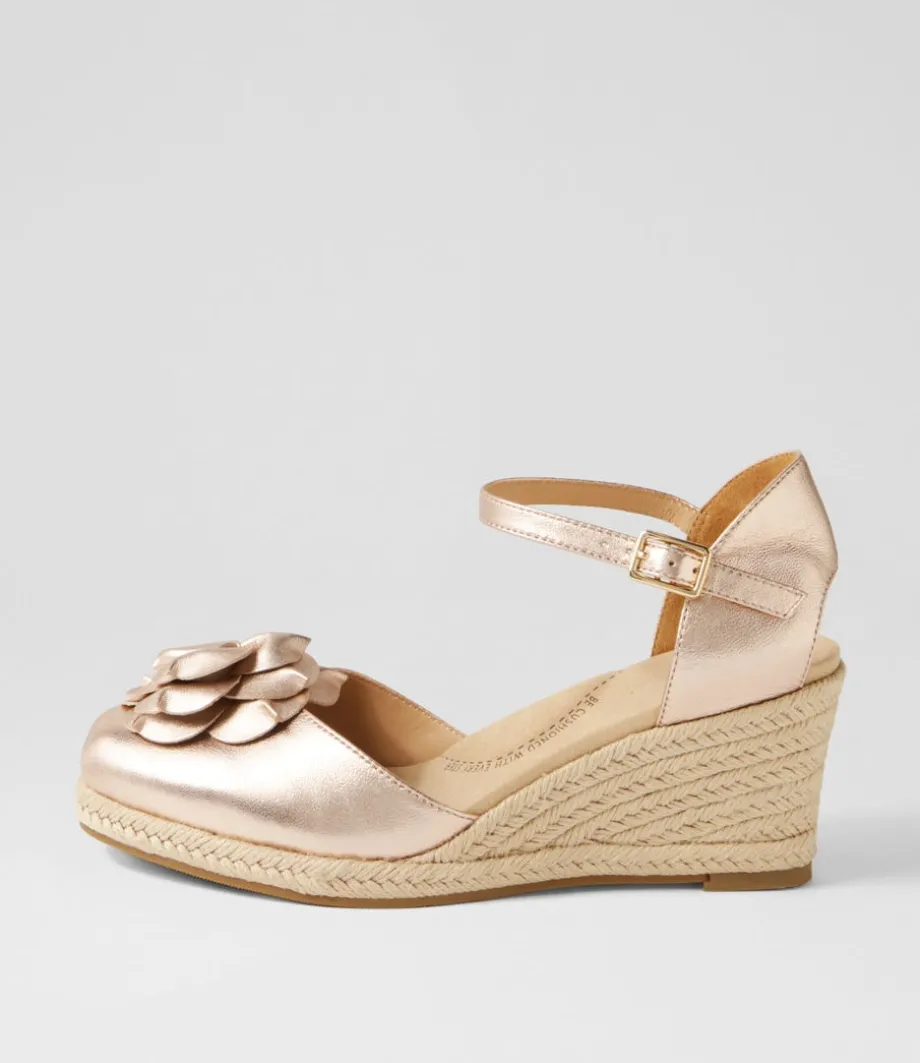 Adira W Pale Rose Gold Leather Wedges<ZIERA Fashion