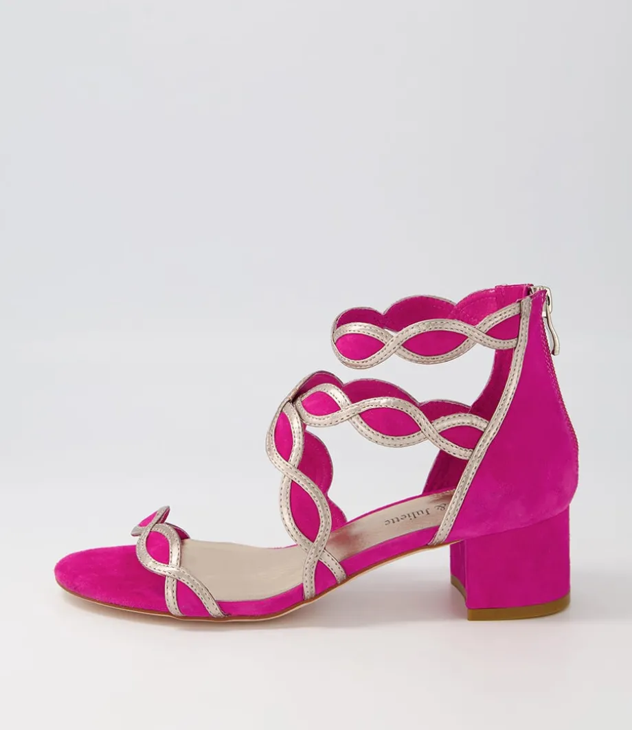 Ailani Fuchsia Platino Suede Leather Sandals<DJANGO & JULIETTE New