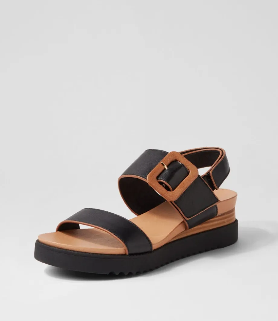 Albany Black Tan Leather Sandals<DJANGO & JULIETTE Store