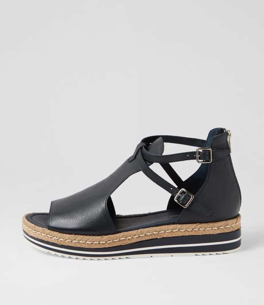 Alexys Navy Leather Espadrilles<DJANGO & JULIETTE Hot