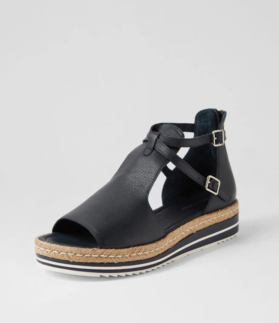 Alexys Navy Leather Espadrilles<DJANGO & JULIETTE Hot