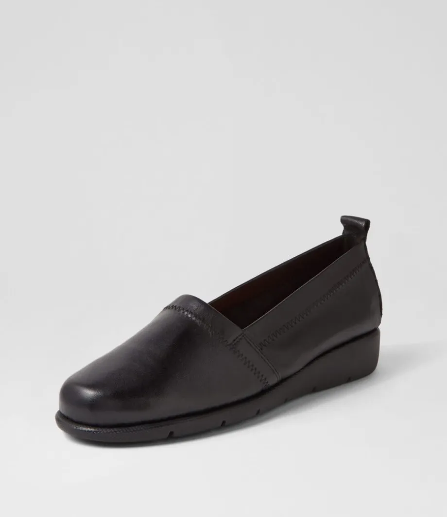 Aliner Black Leather Loafers<SUPERSOFT Flash Sale