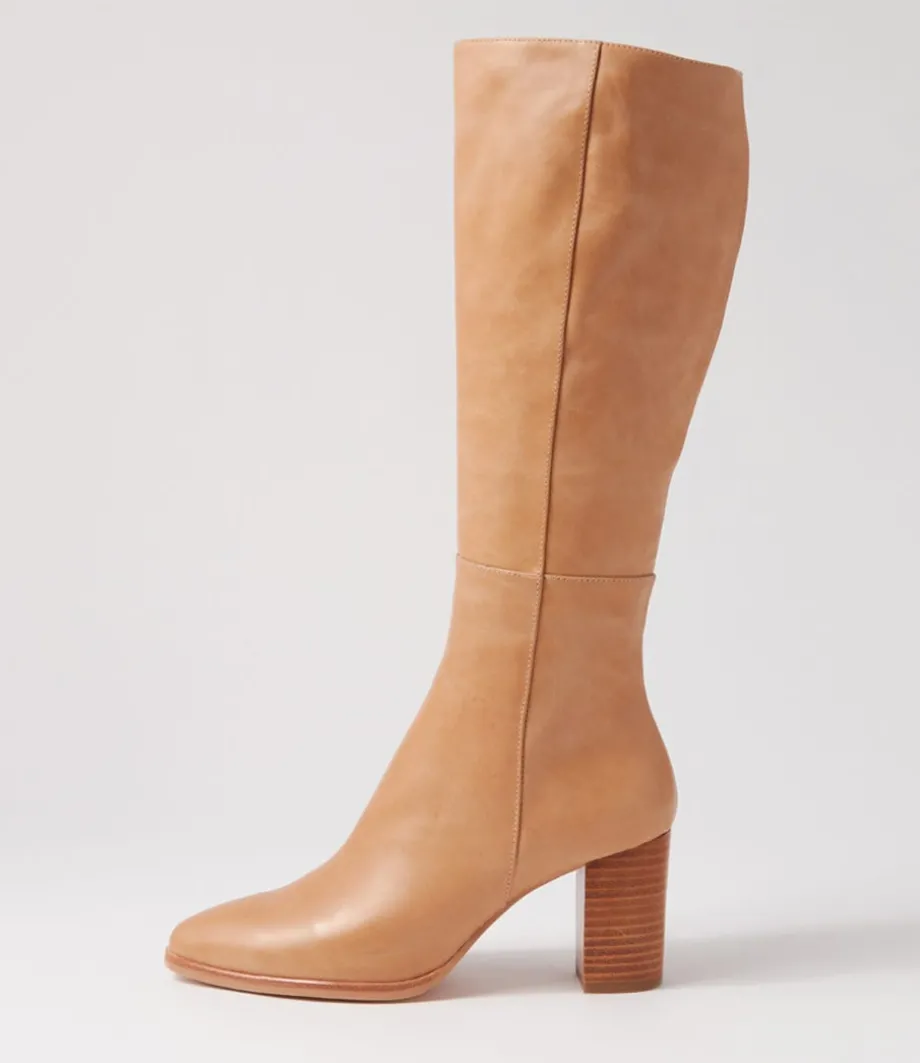 Allouta Cappuccino Leather Knee High Boots<DJANGO & JULIETTE Clearance