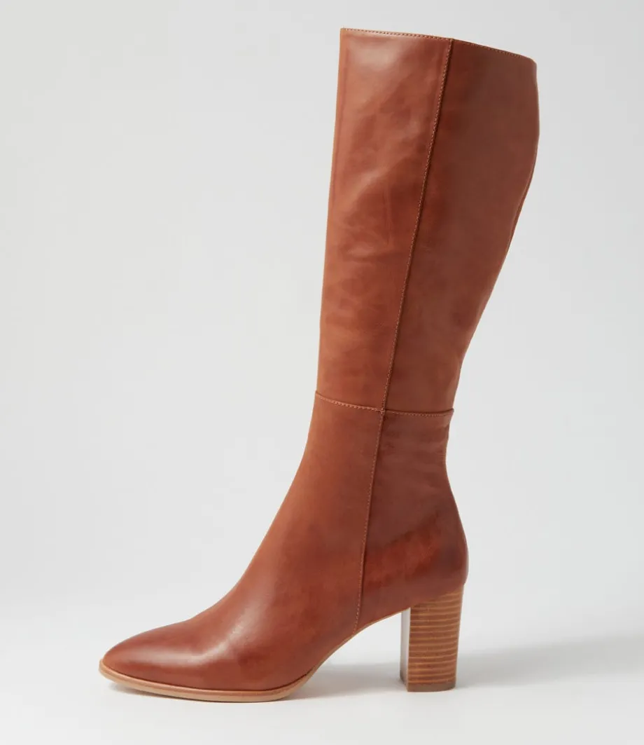 Allouta Cognac Leather Knee High Boots<DJANGO & JULIETTE Best Sale