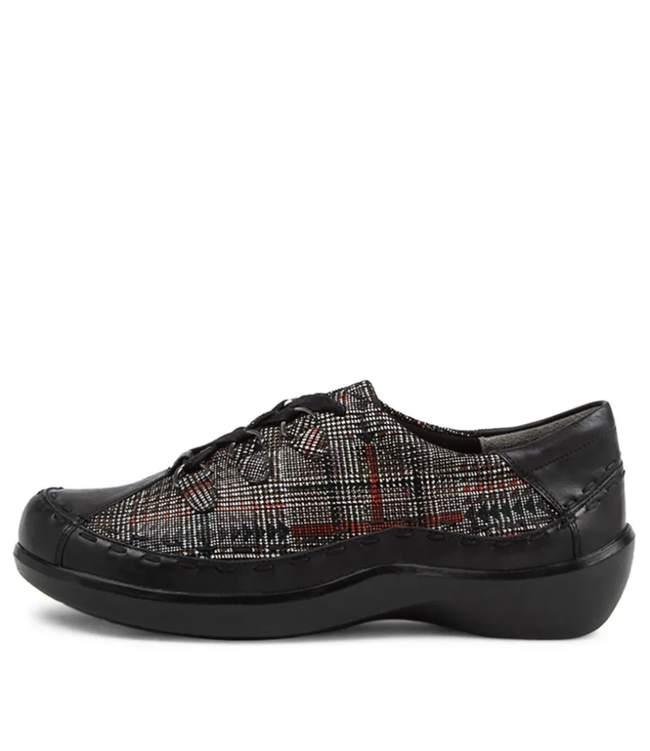 Allsorts W Black Check Leather Lace-Up Shoes<ZIERA Online