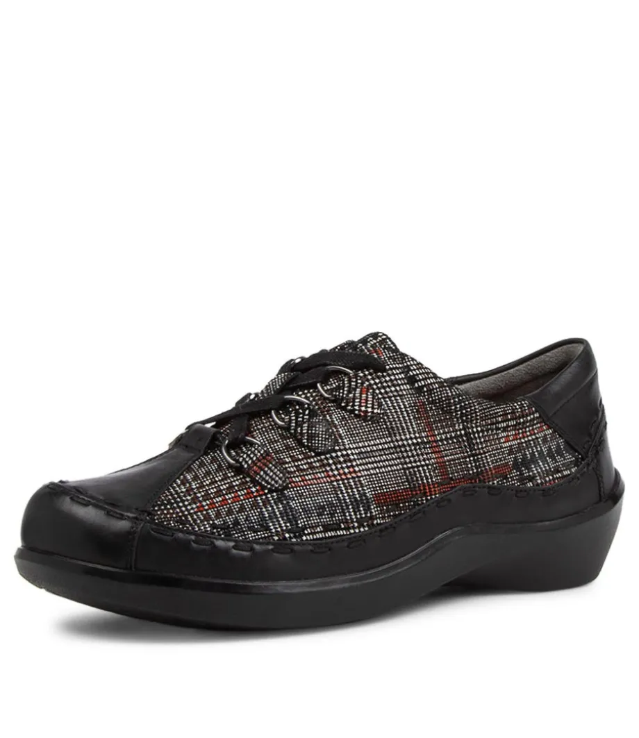 Allsorts W Black Check Leather Lace-Up Shoes<ZIERA Online