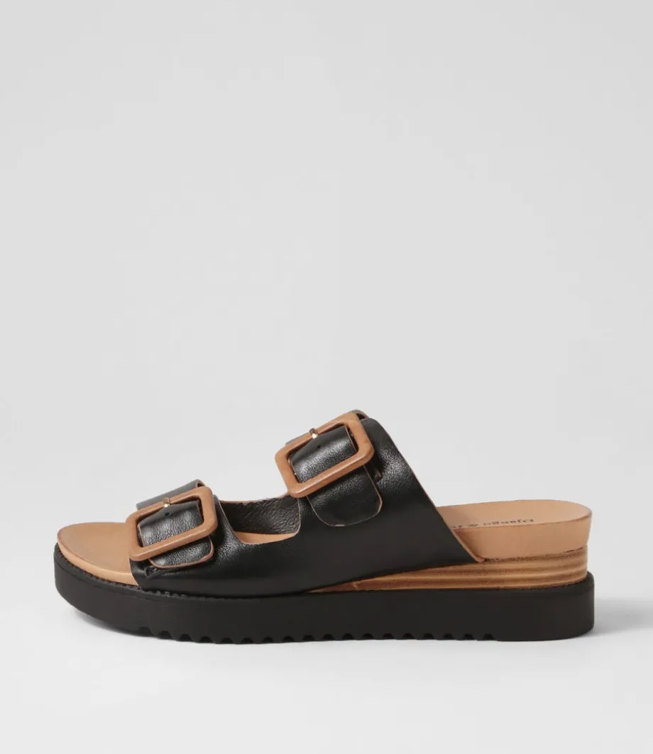 Alphie Black Tan Leather Mules<DJANGO & JULIETTE Discount