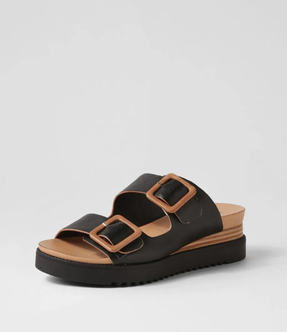 Alphie Black Tan Leather Mules<DJANGO & JULIETTE Discount