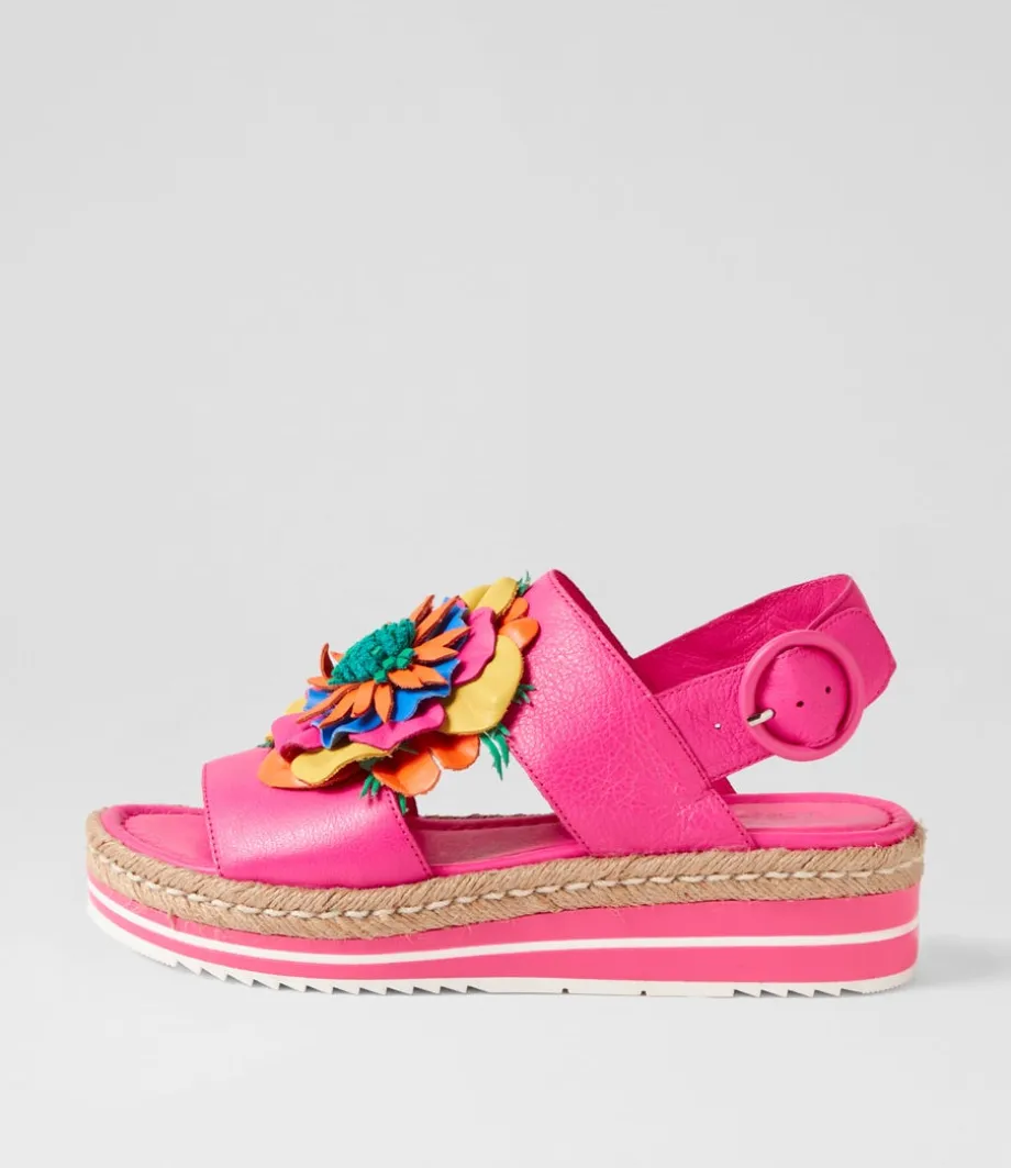 Amare Hot Pink Bright Multi Leather Sandals<DJANGO & JULIETTE Cheap