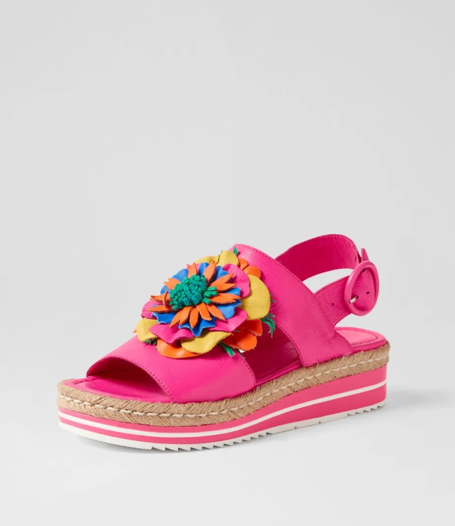 Amare Hot Pink Bright Multi Leather Sandals<DJANGO & JULIETTE Cheap