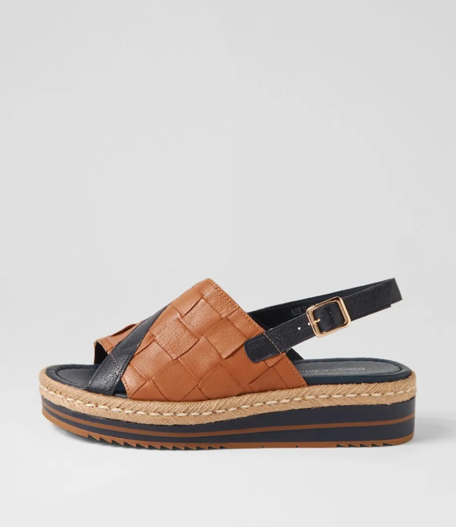Ames Navy Dark Tan Leather Espadrilles<DJANGO & JULIETTE Online