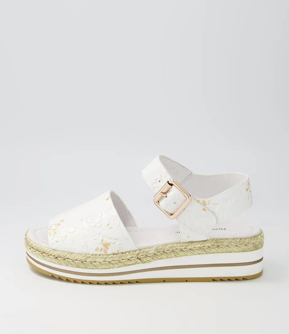 Amillent White Gold Flower Leather Espadrilles<DJANGO & JULIETTE Store