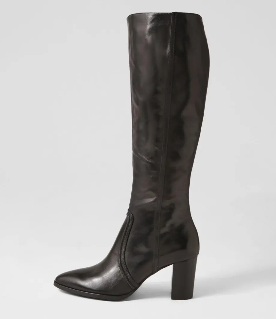 Ammies Black Leather Knee High Boots<DJANGO & JULIETTE Shop