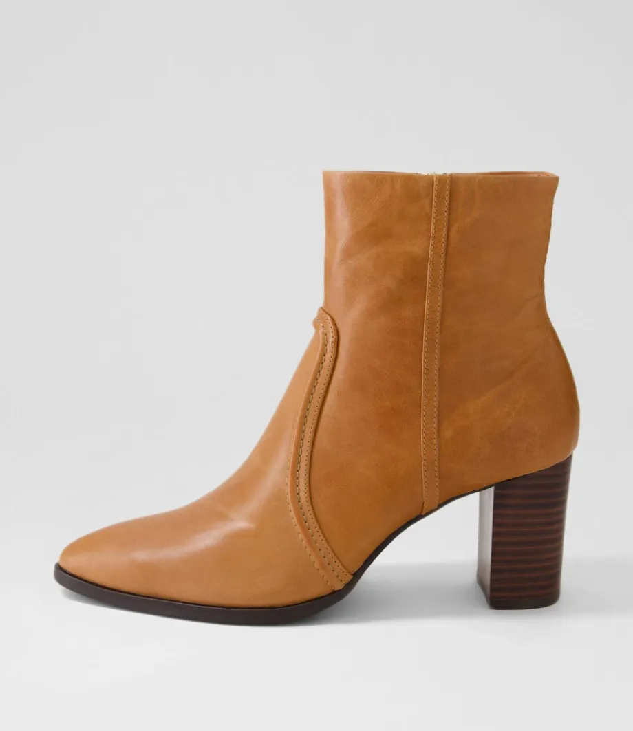 Anahi Cognac Leather Ankle Boots<DJANGO & JULIETTE Cheap