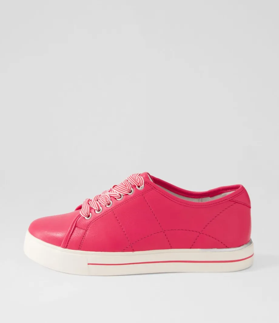 Ashleen W Bright Pink Leather Sneakers<ZIERA Best Sale