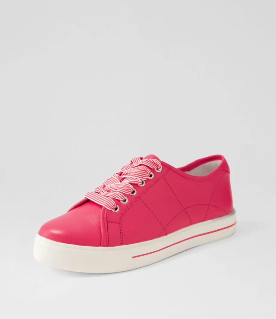Ashleen W Bright Pink Leather Sneakers<ZIERA Best Sale