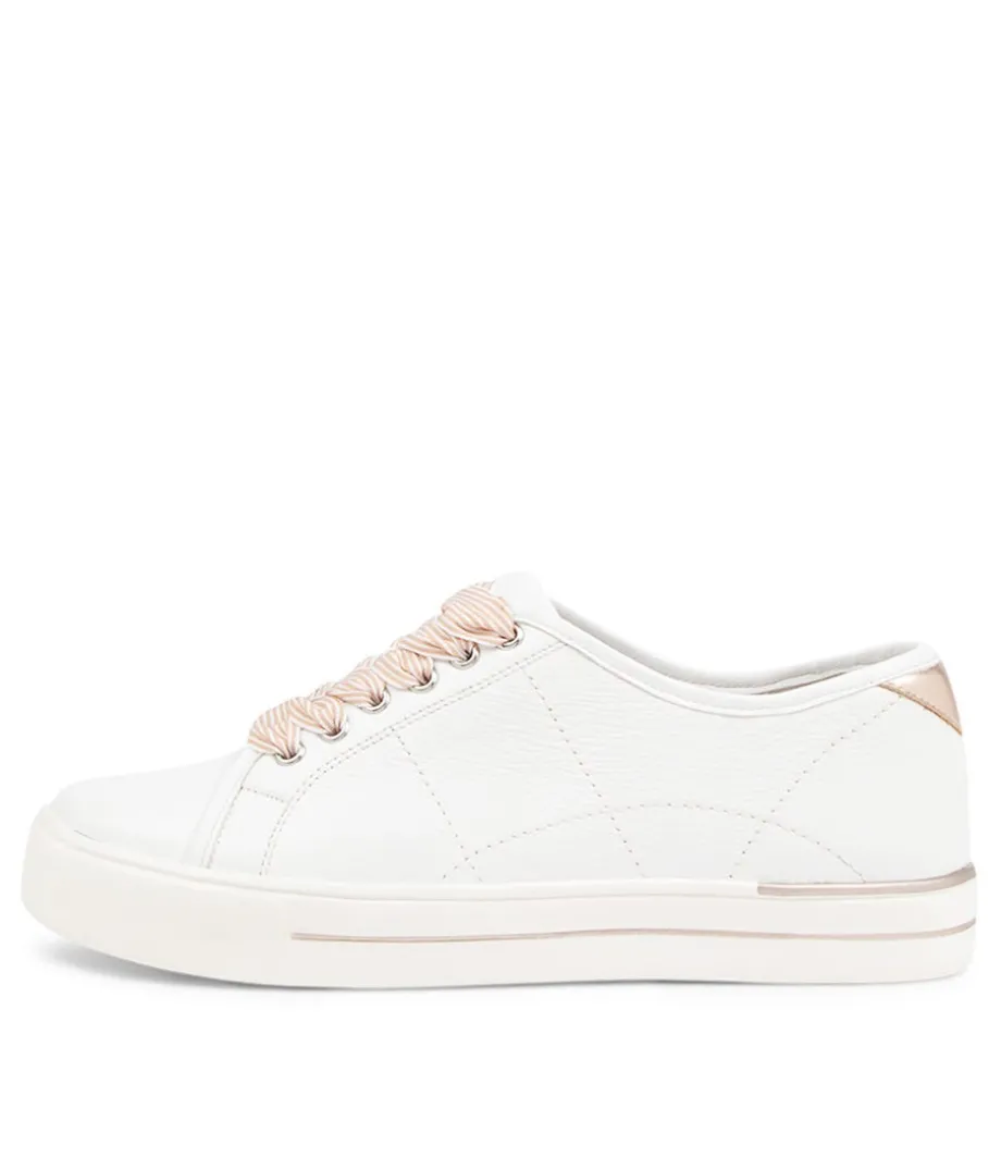 Ashleen W White Rose Gold Leather Sneakers<ZIERA Cheap
