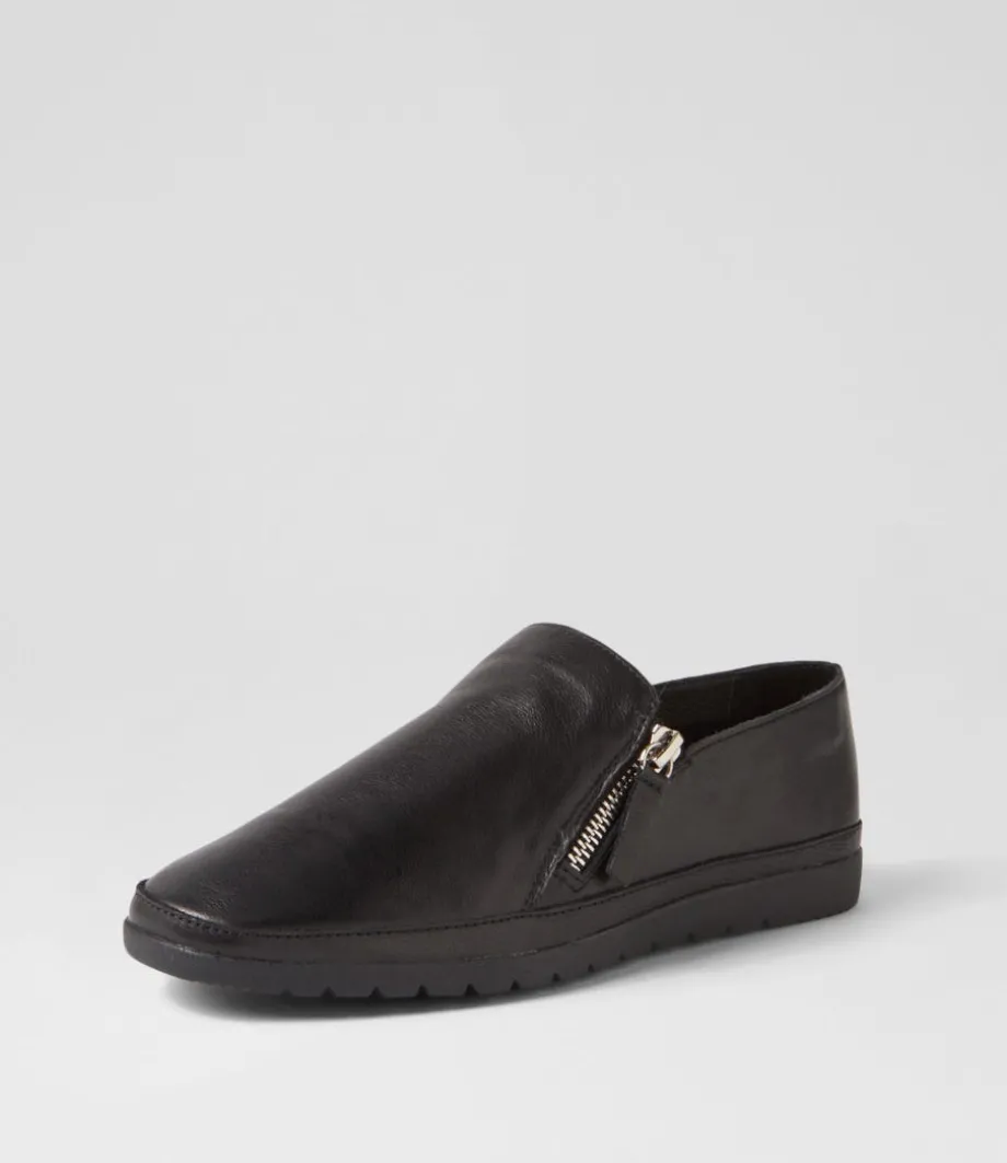 Ashli Black Leather Flat Shoes<DIANA FERRARI Best Sale