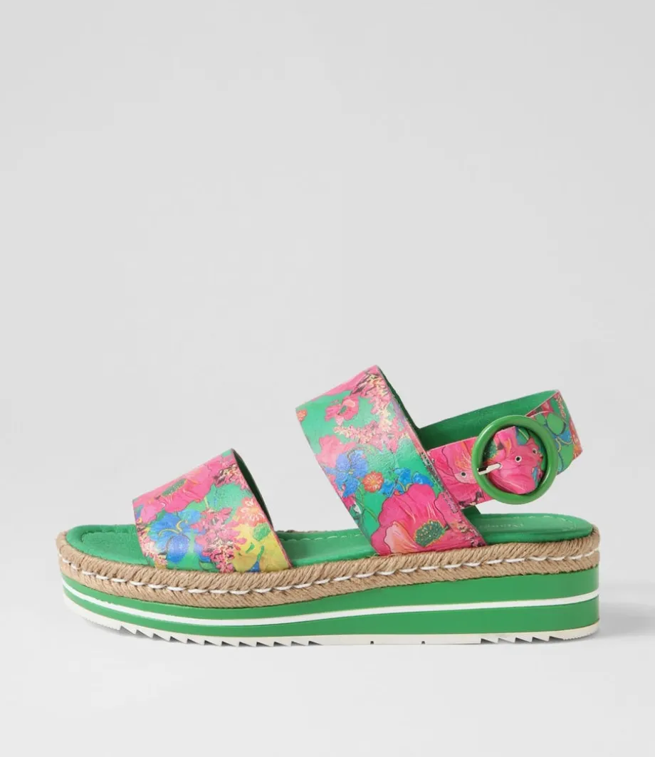 Atha Emerald Flowermania Leather Espadrilles<DJANGO & JULIETTE Fashion