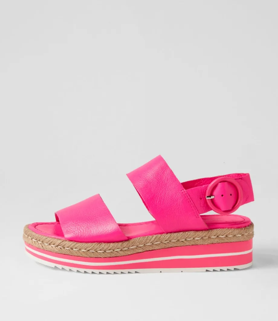 Atha Hot Pink Leather Espadrilles<DJANGO & JULIETTE New