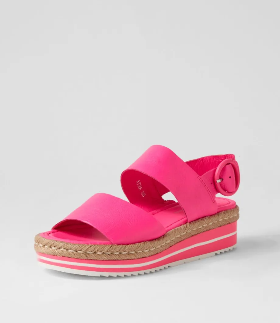 Atha Hot Pink Leather Espadrilles<DJANGO & JULIETTE New