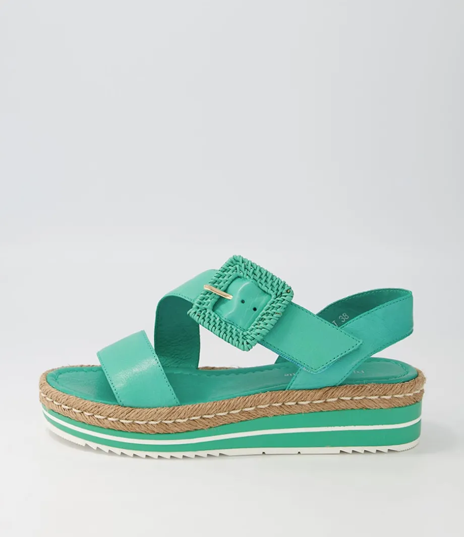 Atory Light Emerald Leather Espadrilles<DJANGO & JULIETTE Shop