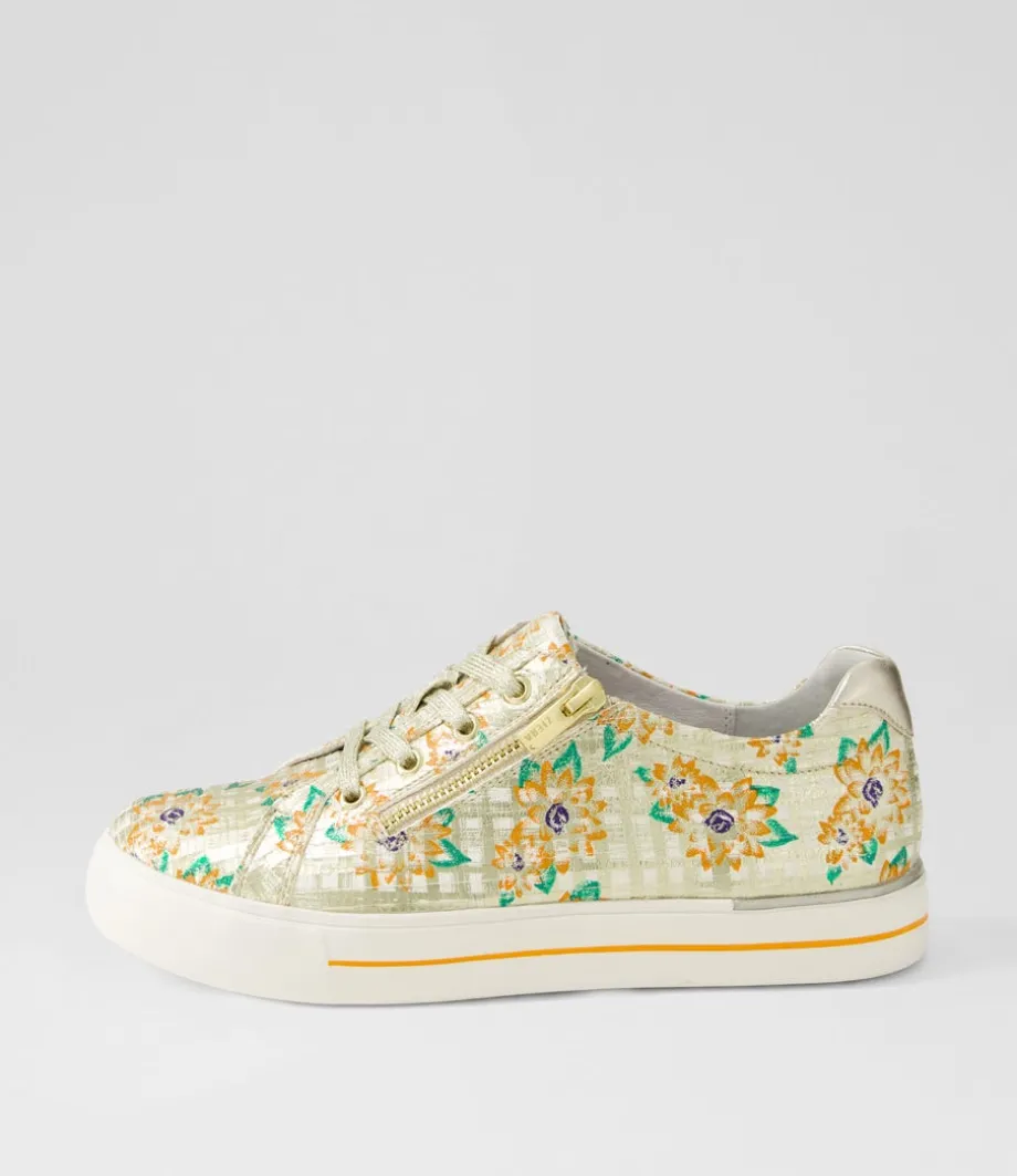 Audry W Orange Cut Pale Gold Leather Sneakers<ZIERA Shop
