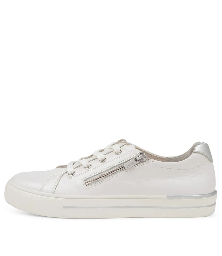Audry W White Silver Leather Sneakers<ZIERA New