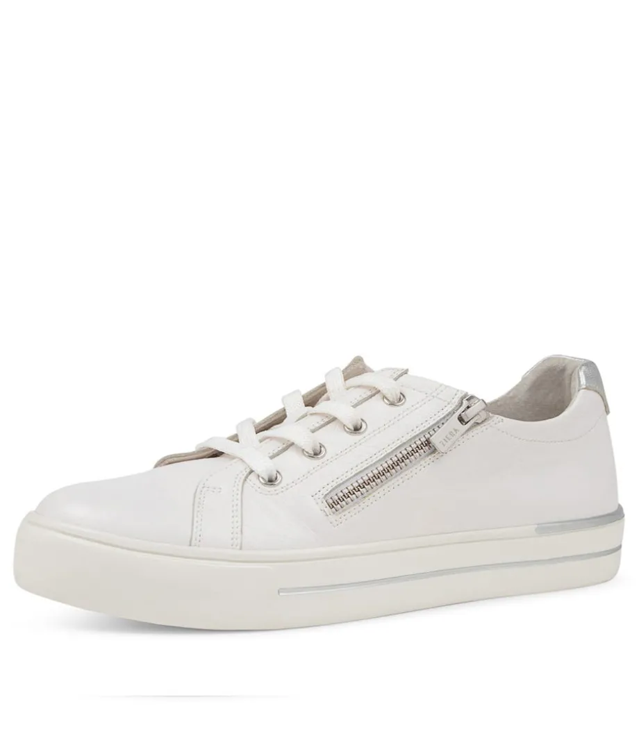 Audry W White Silver Leather Sneakers<ZIERA New
