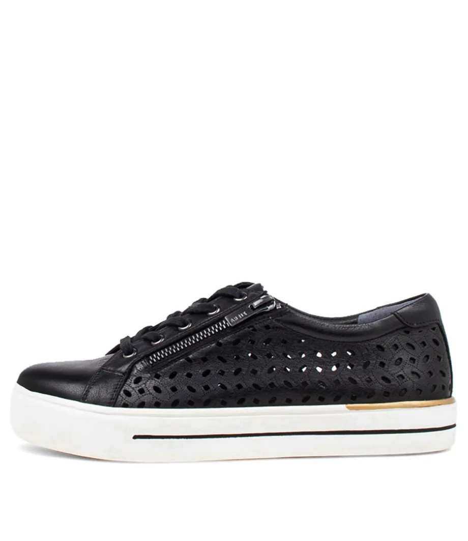 Ayleen W Black Leather Sneakers<ZIERA Best Sale