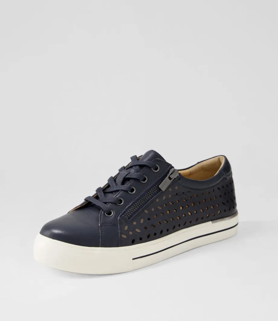 Ayleen W Navy Leather Sneakers<ZIERA Hot
