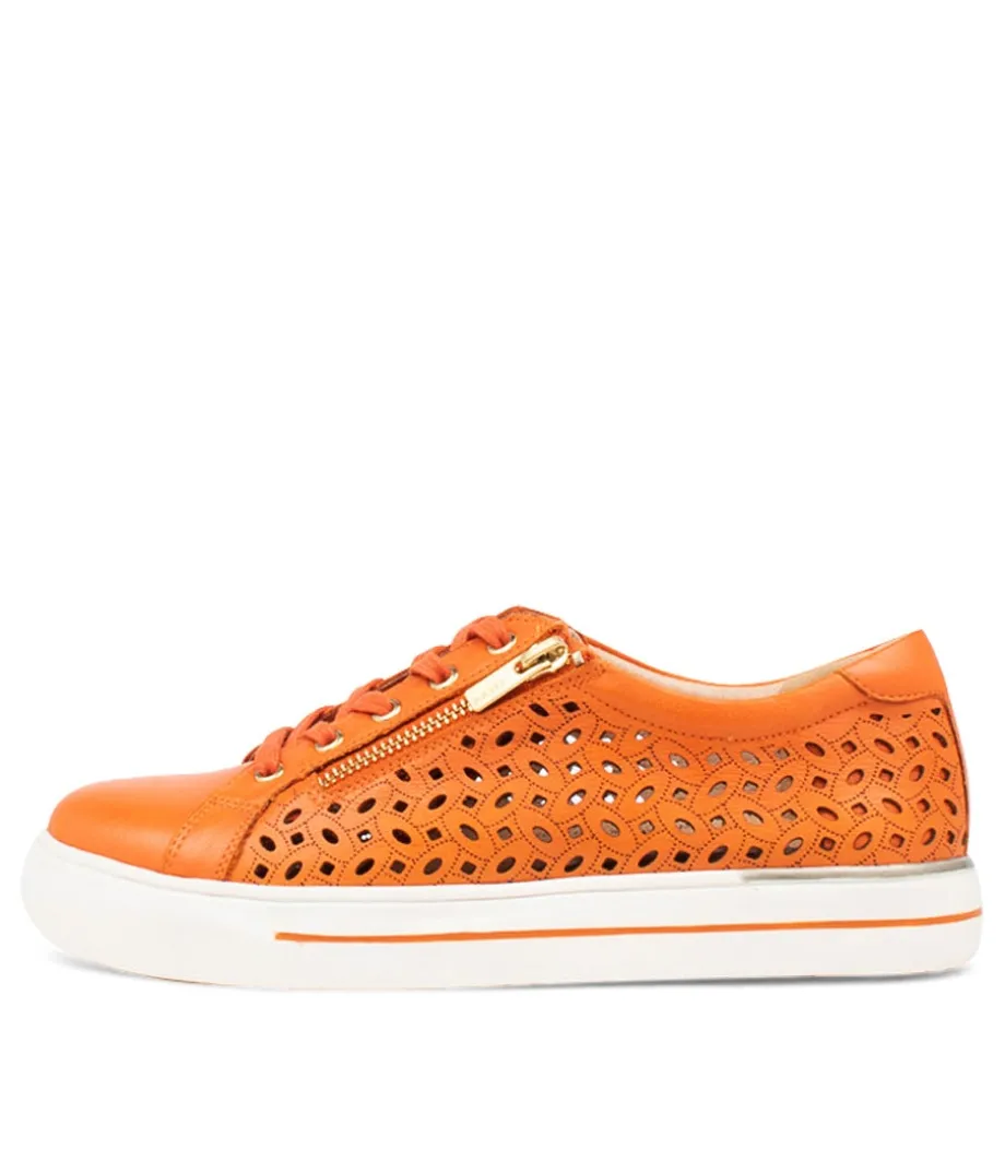Ayleen W Orange Leather Sneakers<ZIERA Discount