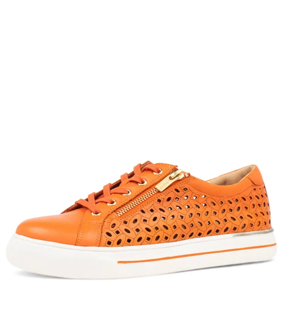 Ayleen W Orange Leather Sneakers<ZIERA Discount