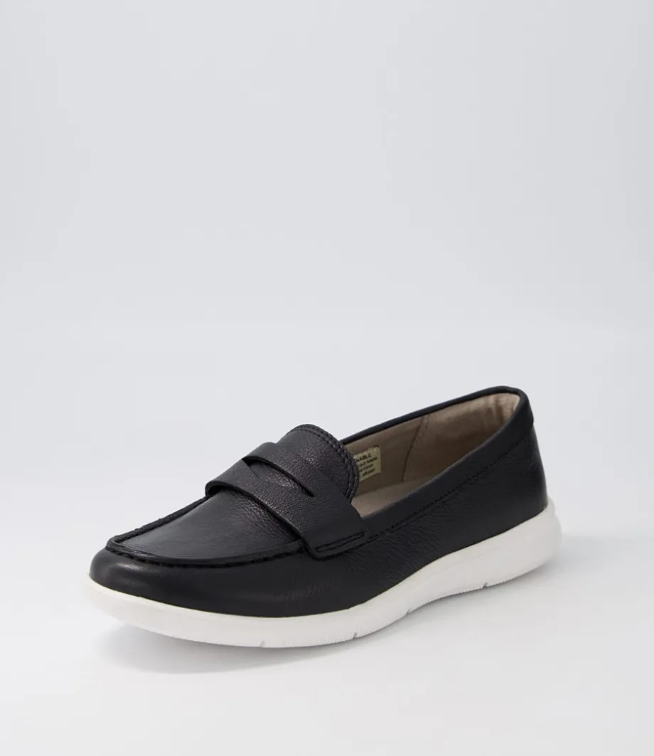 Ayva Washable Penny Black Leather Loafers<ROCKPORT Store