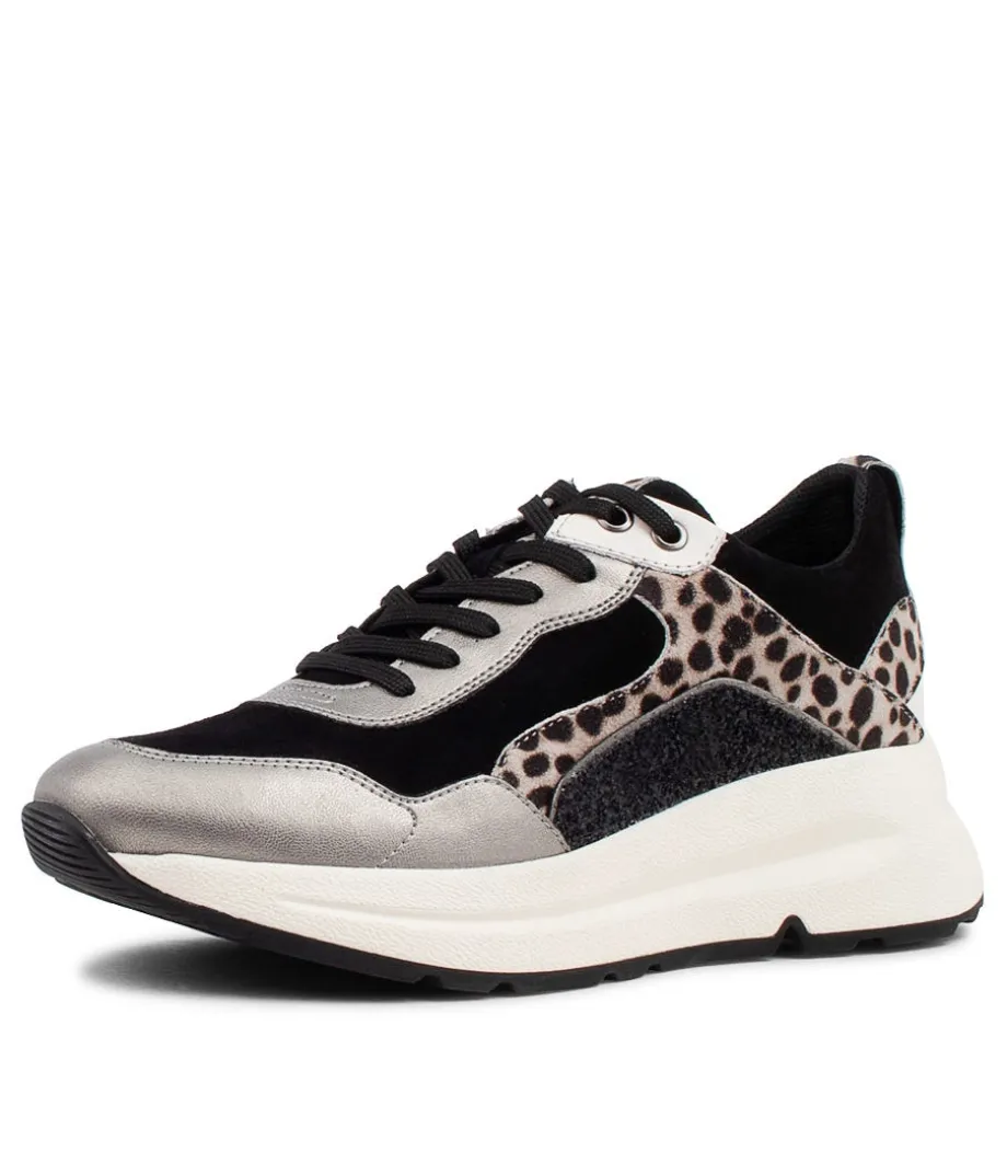 Backsie Black Mix Suede Sneakers<GEOX Cheap